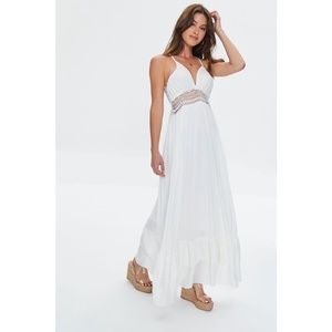 White Crochet-Trim Maxi Dress